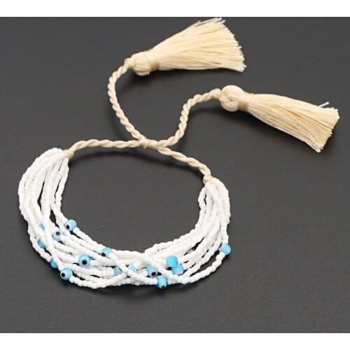 Go2Boho Turkish Eye Bracelet for Women 2021 Evil Eye Bracelets Gift Boho Tassel Jewelry Pulseras Handmade Jewellery Wholesale