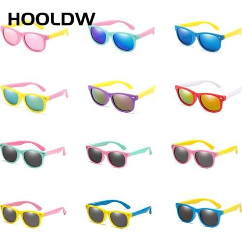 HOOLDW 26 Color Kids Sunglasses Boy Girls Children Polarized Sun Glasses Silicone Safety UV400 Eyewear Baby Shades oculos de sol