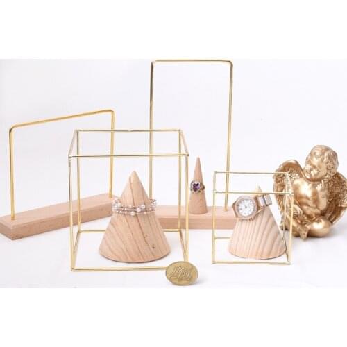 Metal Jewelry Storage Rack Minimalist Gold Plating Display Holder Cube Wrought Iron Desktop Decoration Holder Home Organization