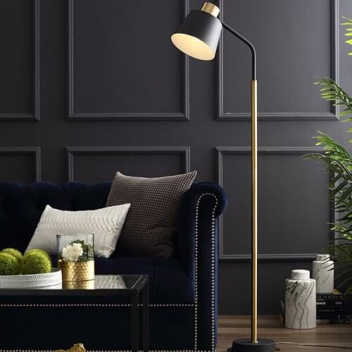 Nordic minimalist modern LED floor lamp living room bedroom study black and white metal luster vertical reading floor lamp