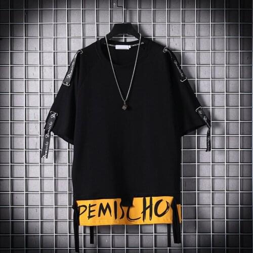 Hip Hop Fake Two Pieces Of Handsome Personality Mens Short Sleeve T-Shirt Summer New Korean Fashion Clothes Youth Mens Wear Th