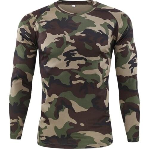 Mens camouflage T-shirt tops new hot sale leisure sports outdoor sports camouflage quick-drying long-sleeved tops футболка 40