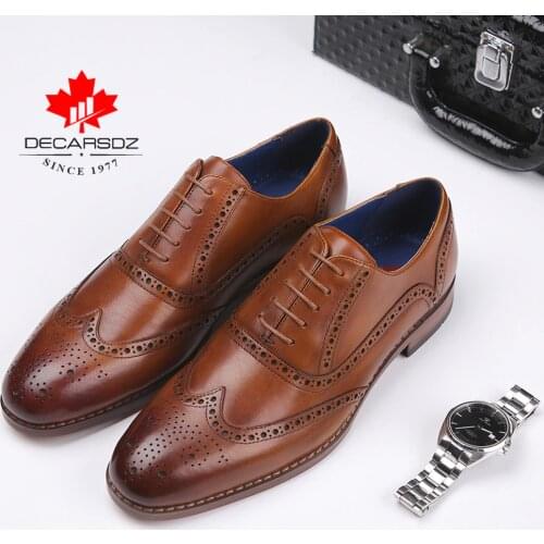 DECARSDZ Men Full Grain Genuine Leather Shoes For Men Brand Oxford Men Shoes Fashion New Luxury Dress Shoes Men Formal Shoes