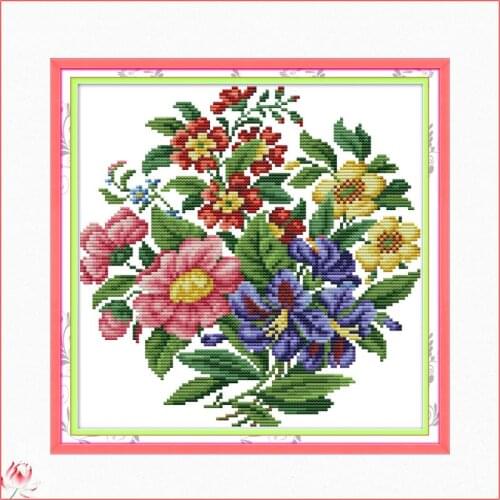 Beautiful Bouquet Cross Stitch Kit DIY Flower Pattern Embroidery Set 14CT 11CT Needlework Sewing Kit Home Decoration Paintings