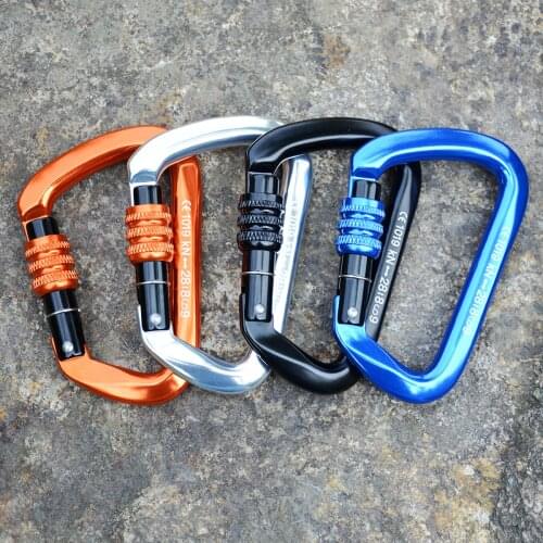 PACK 4 Rock Climbing Carabiner Screw Locking Heavy Duty 28KN Blue Orange Silver Black Mountaineering Arborist Gear