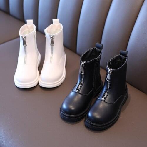 Autumn/Winter Leather Children Martin Shoes For Girls Ankle Boots Fashion Soft Baby Short Boots Comfortable Anti-slip Kids Boots
