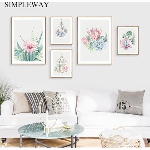 Succulent plant Poster Cactus Flower Wall Art Canvas Print Nordic Painting Minimalist Decorative Picture Living Room Decoration