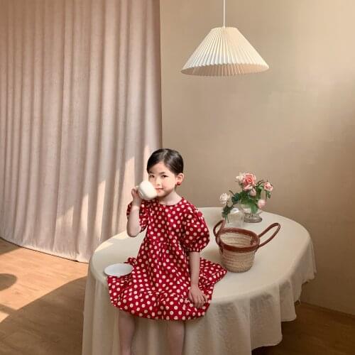 Beach Retro Red Kids Dresses Teenage Girl Dress Children Clothing Spring Summer Wedding Party Dress High Quality