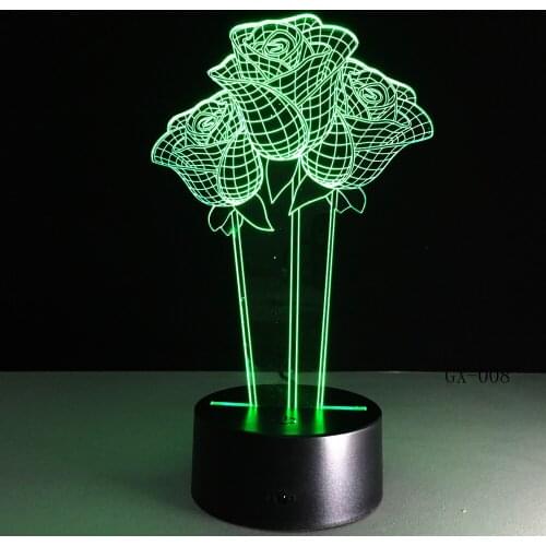 Valentines Day Gift Roseled Night Lamp Acrylic 3D Night Light Touch Luminaria USB 3D Table Lamps GX-003