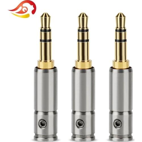 QYFANG 3.5mm Earphone Plug Audio Jack 3 Poles Stereo Adapter Headphone Gold Plated Stainless Steel Shell Solder Wire Connector