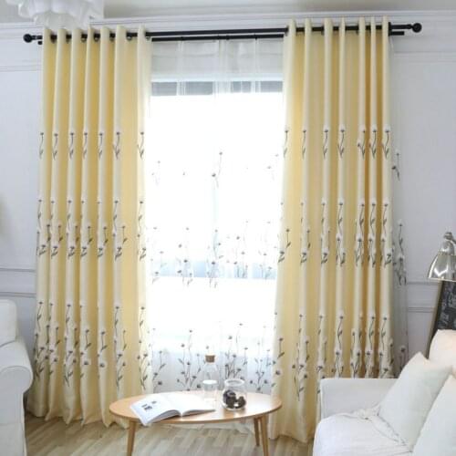 Modern Kapok Pattern Cotton 3D Embroidered Luxury Blackout Curtain For Living Room Bedroom Solid Color Window Pastoral Treatment