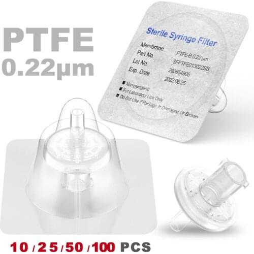 Sterile Syringe Filters,PTFE Membrane 0.22μm Pore Size,13mm Diameter,10/25/50/100 Pcs Individually Packed by Ks-Tek