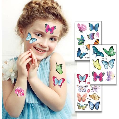 Butterfly Tattoo Cartoon Tattoos Children Party Makeup Temporary Tattoos Body Art Disposable Stickers Butterfly Tattoo Sticker