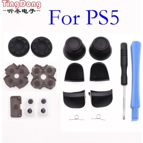 TingDong For Dualshock 5 for PS5 Controller L1 R1 L2 R2 Trigger Buttons Analog Stick + Crowbar Screw driver Repair Parts