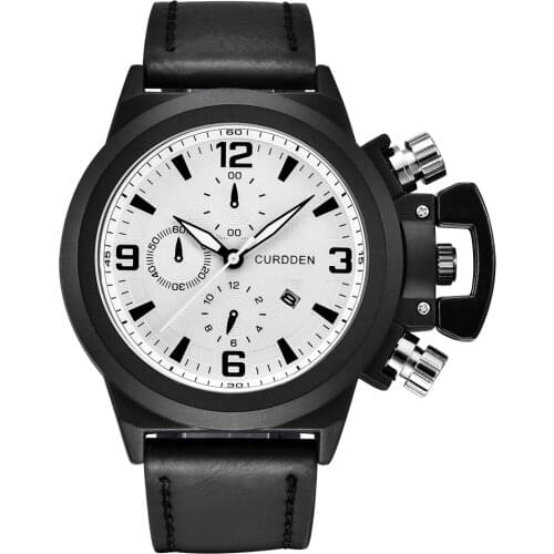 2020 Top Brand CURDEEN Leather Band Date Watches Men Big Face Casual Quartz Watch Horloge Reloj Hombre Montre Homme de Marque