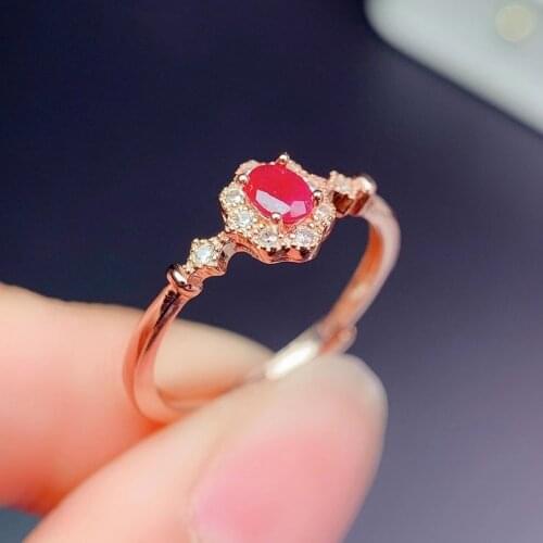 CoLife Jewelry 100% Natural Ruby Ring for Daily Wear 3mm*4mm Real Ruby Silver Ring 925 Silver Ruby Jewelry Woman Brithday Gift