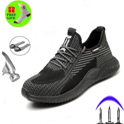 Steel Toe Safety Shoes Industrial & Construction Puncture Proof Men Women Breathable Mesh Work Shoes Outdoor Protective Footwear