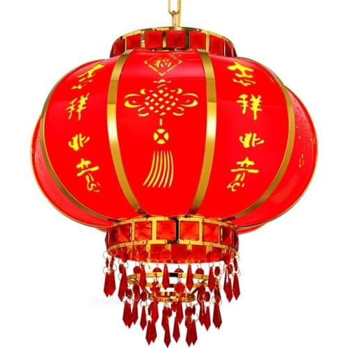 Chinese Style Iron Art Pendant Lights LED Wood Palace Pendant Lamps Balcony Red Lanterns Antique Hang Lamp Living Room Decor E27