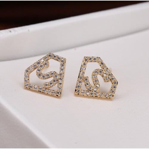 DE265 Fashion Street Snap Delicacy 4A Zircon Lettered S Geometry Earrings GIRLS Gift Party WOMENS Jewelry Earrings 2021