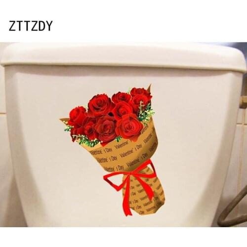 ZTTZDY 17.9*23.8CM Rose Flower Bouquet Modern Room Wall Sticker Home WC Toilet Decal Decor T2-0402