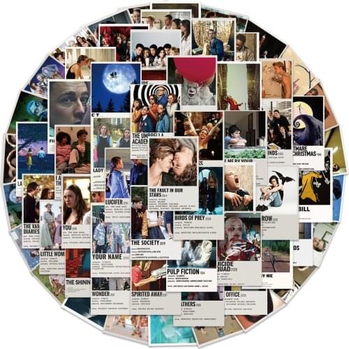 16/64PCS Classic Movie Stickers Kill Bill/Pulp Fiction/Spirited Away Laptop Guitar Luggage Skateboard Waterproof Sticker Decals