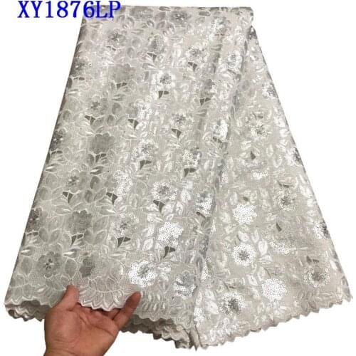 2018 Latest Nigerian Lace Fabric Sequins Embroidery Organza Lace Hand cut High Quality African Organza Lace Fabric TYR006