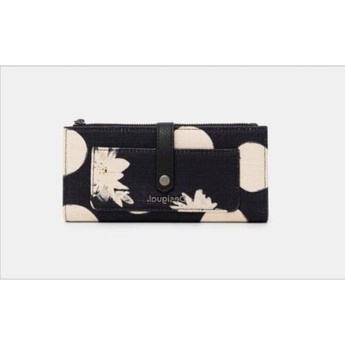 2021 new Spanish Desigual Ladies Fashion Fashion Long Black and White High Quality Pocket Flower Pocket Wallet