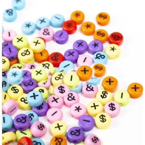 4 Styles 4*7mm Flat Coin Round Shape Symbol Printing Acrylic Beads 3600pcs Plastic Jewelry Bracelet Spacer Beading Material