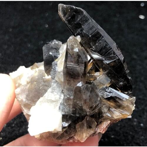 43gNatural tea crystal cluster mineral smoked Quartz Healing round vein teaching stone home decoration CRYSTAL QUARTZ GEM