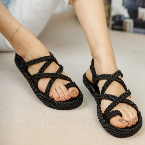 Rope Sandals Black stylish design compatible with many styles useful summer new fashion trend