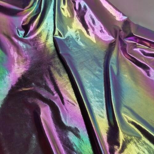 Ombre Bronzing Lycra Fabric Lasering Cosplay Stage Decoration Magic Shiny Color Doll Dance Dress