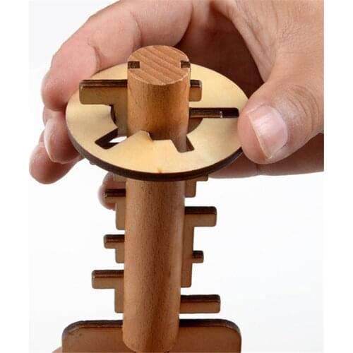 Wooden Toy Unlock Puzzle Key Classical Funny Kong Ming Lock Toys Intellectual Educational For Children Adult