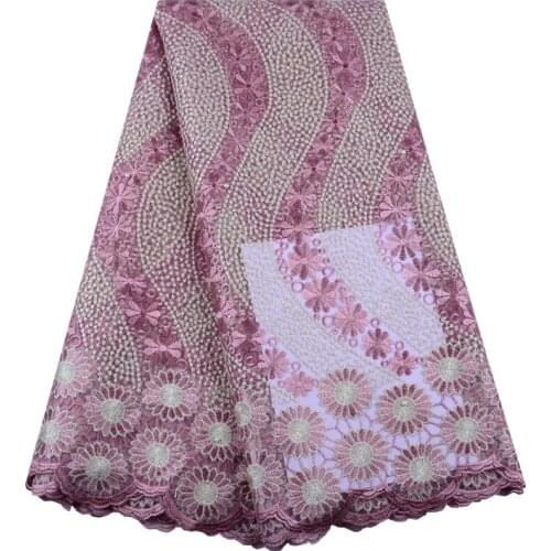 Cheap Wholesale Lace Fabric High Quality 2019 French Net Lace Tulle Fabrics Embroidered Beads Nigerian Lace Fabric 1476