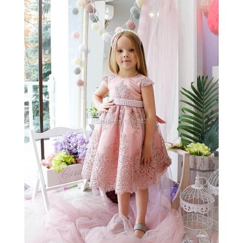 Girls Princess Kids Dresses for Girls Tutu Lace Flower Embroidered Ball Gown Baby Girls Clothes Children Wedding Party Dress