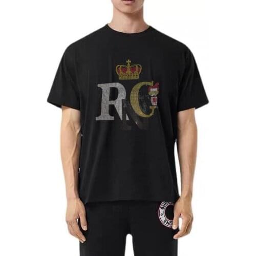 Cotton Mens tshirt designer summer best selling Diamond stone Male Clothing Casual top tees black and white