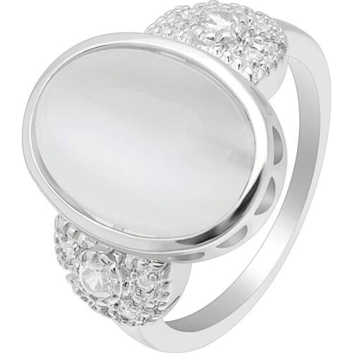 Hainon Elegant Fire Opal Rings For Women Silver Color Wedding Ring Charm Finger Rings for Party Gift Round Luxury Jewelry