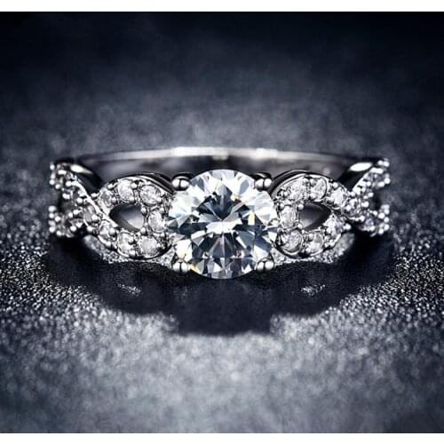 Hainon Fashion Love Forever Women Wedding Ring Lady Jewelry Clear Cubic Zircon Silver Color Ring us 6-9 Distribution