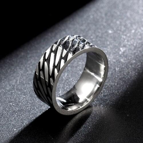 Fashion Simple Design Dragon Scale Ring For Women Silver Color Alloy Finger Rings Male Jewelry Accessories Gifts