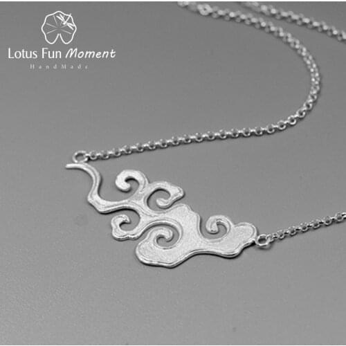 Lotus Fun Moment Real 925 Sterling Silver Fashion Jewelry Sunset Clouds Pendant Necklace Chinese Style Necklace for Women