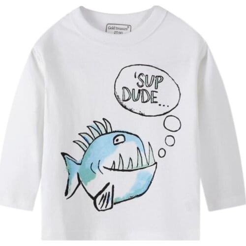 Foreign trade autumn style big children cartoon printing childrens clothing boys and girls T-shirts long-sleeved childrens top
