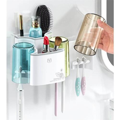 Toothbrush Holder Wall Mount Bathroom Accessories Set Bathroom Toothbrush Wash Cup Bathroom Rack