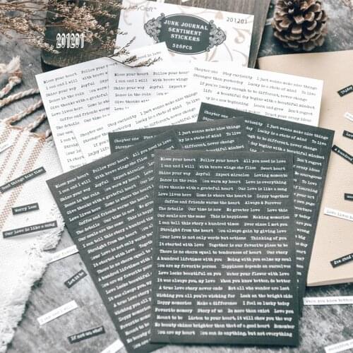 528Pcs Sentiment Phrase Stickers Junk Journal Ephemera Vintage Stickers Aesthetic Album Words Stickers Scrapbooking Material