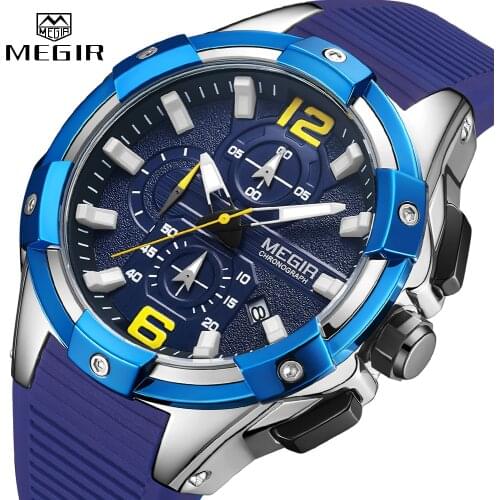 New MEGIR Watch Men Fashion Sports Chronograph Top Luxury Brand Waterproof Quartz Wrist Watches Mens Clock Relogio Masculino