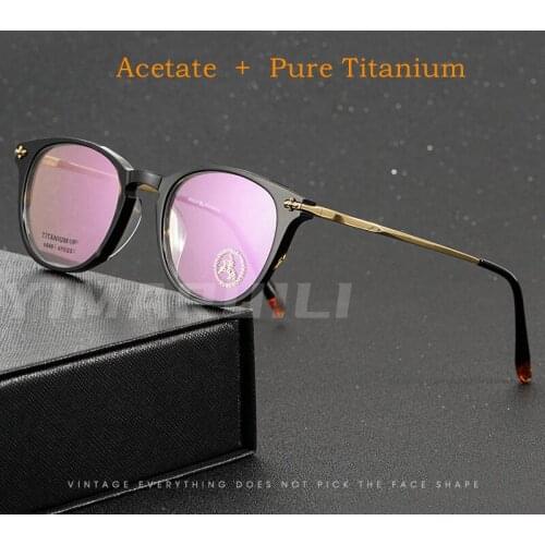 Men And Women Retro Pure Titanium Optical Prescription Glasses Frame Transparent Plate Round Ultra-light Glasses Frame 09-9645