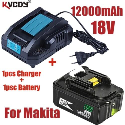 Original For Makita 18V 12000mAh Rechargeable Power Tools Battery with LED Li-ion Replacement LXT BL1860B BL1860 BL1850+Charger