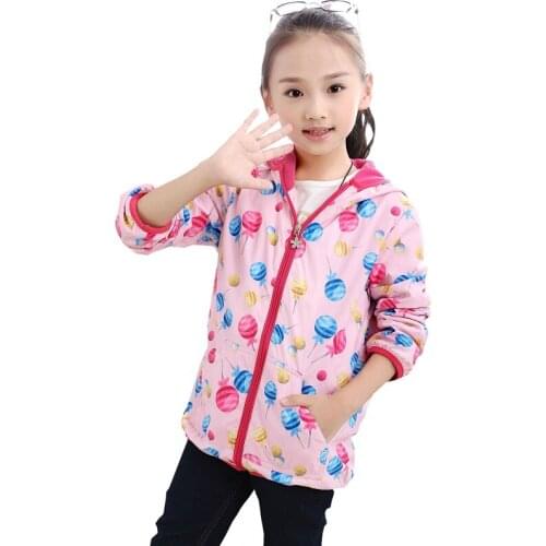 3-12 Years Waterproof Windproof Girls Coat Hooded Children Jacket Outwear For Spring Autumn Windbreaker KF237