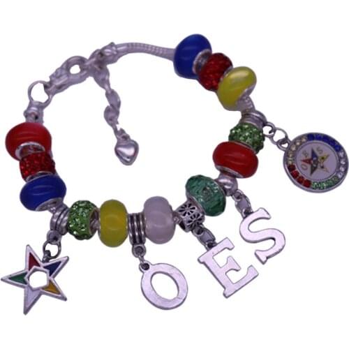 Masonic Party Gift Jewelry Trendy Order Easter Star Big Hole European Beads Greek OES Bracelets College Organization Jewelry