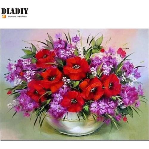 Full round& square diamond 5D DIY diamond embroidery Poppy flowers diamond painting Cross Stitch Rhinestone mosaic decor home