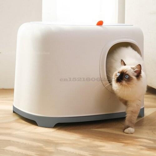 Fully Enclosed Cat Litter Basin Portable Large Deodorant Cat Bedpans Anti-splash Litter Box Pet Clean Toilet Tray Pet Supplies