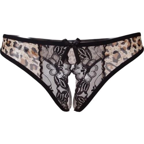 Sexy Women Transparent Panties Open Crotch Panty Plus Size leopard print Lace Underwear Panties Seamless Bandage Sex hot erotic